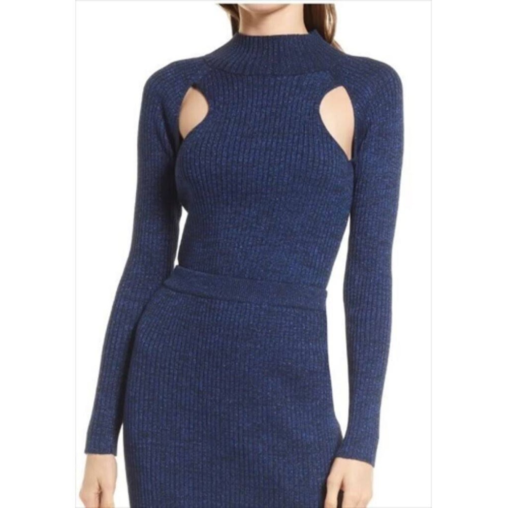 Open Edit Sparkle Cutout Sweater